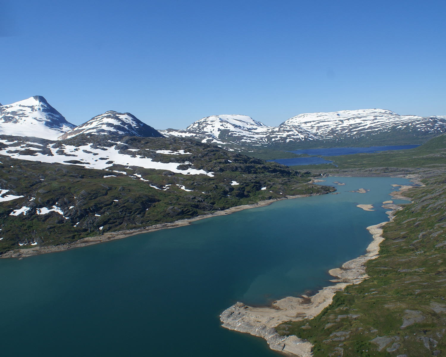 Lake Gressvatn intake reservoir with Kjensvatn in the background